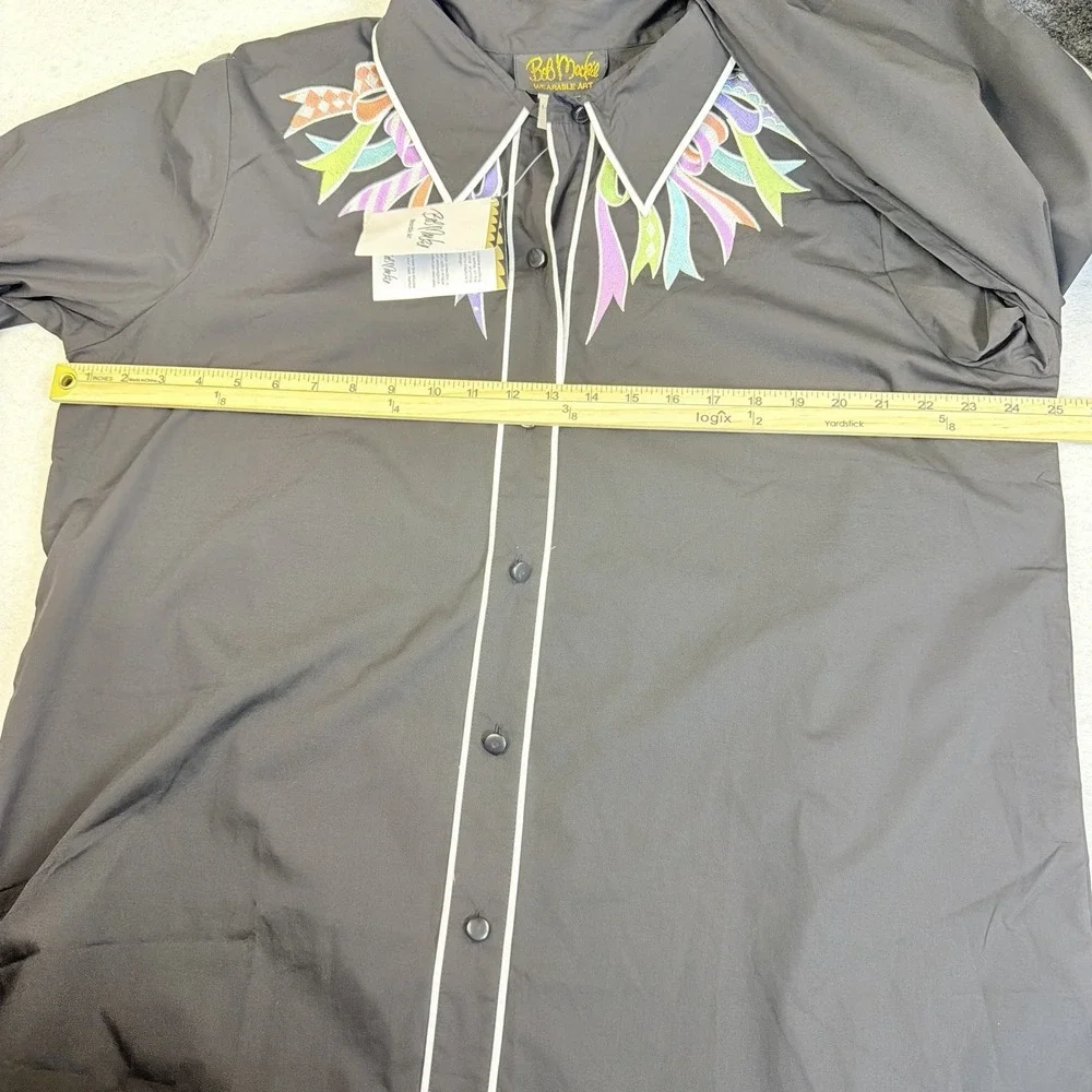 Cubavera Men's XXL Black Camp Shirt NWT Rayon Embroidered Cuban Guayabera